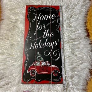 Home for the Holidays Shiplap Sign with Car Tree